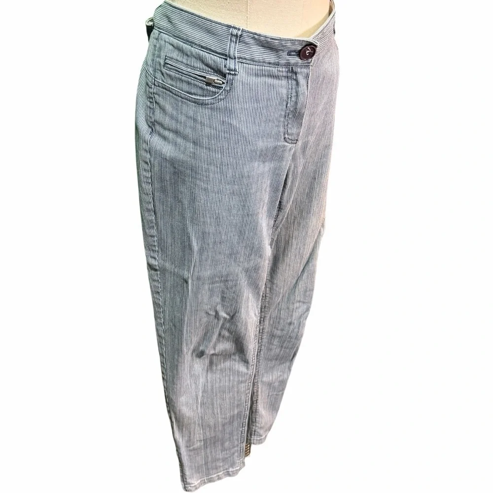 Theory ‘Laurice / Bretagne’ Blue & White Railroad Stripe Skinny Jeans Size 10